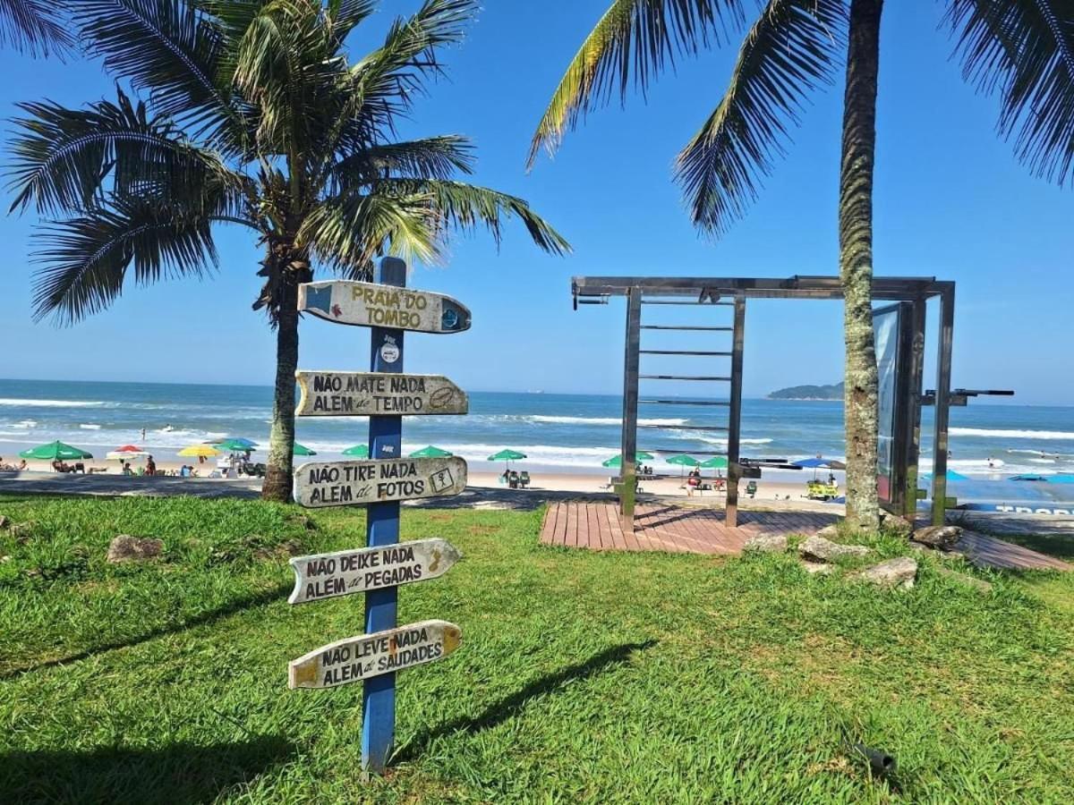 5E-Pe Na Areia Da Praia Do Tombo, 2 Quartos, Ar Cond, 2 Banheiros,2 Vagas+Roupas De Cama Guarujá Zewnętrze zdjęcie